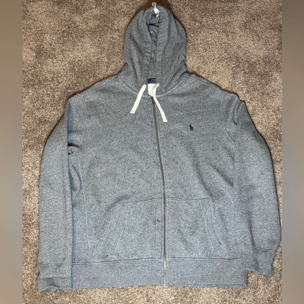 Polo Ralph Lauren Full Zip Hoodie Fleece Jacket Heavyweight Gray Mens XXL